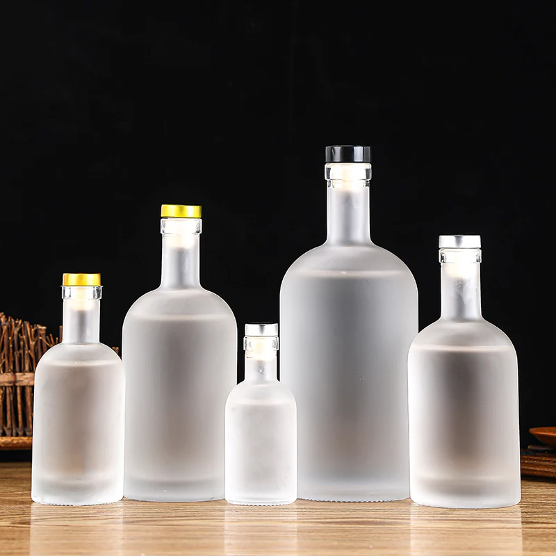 200ml 375ml 750ml  1L Nordic Empty Rum Whisky Vodka Spirit Glass Liquor Bottle with Cork for liquor Whiskey