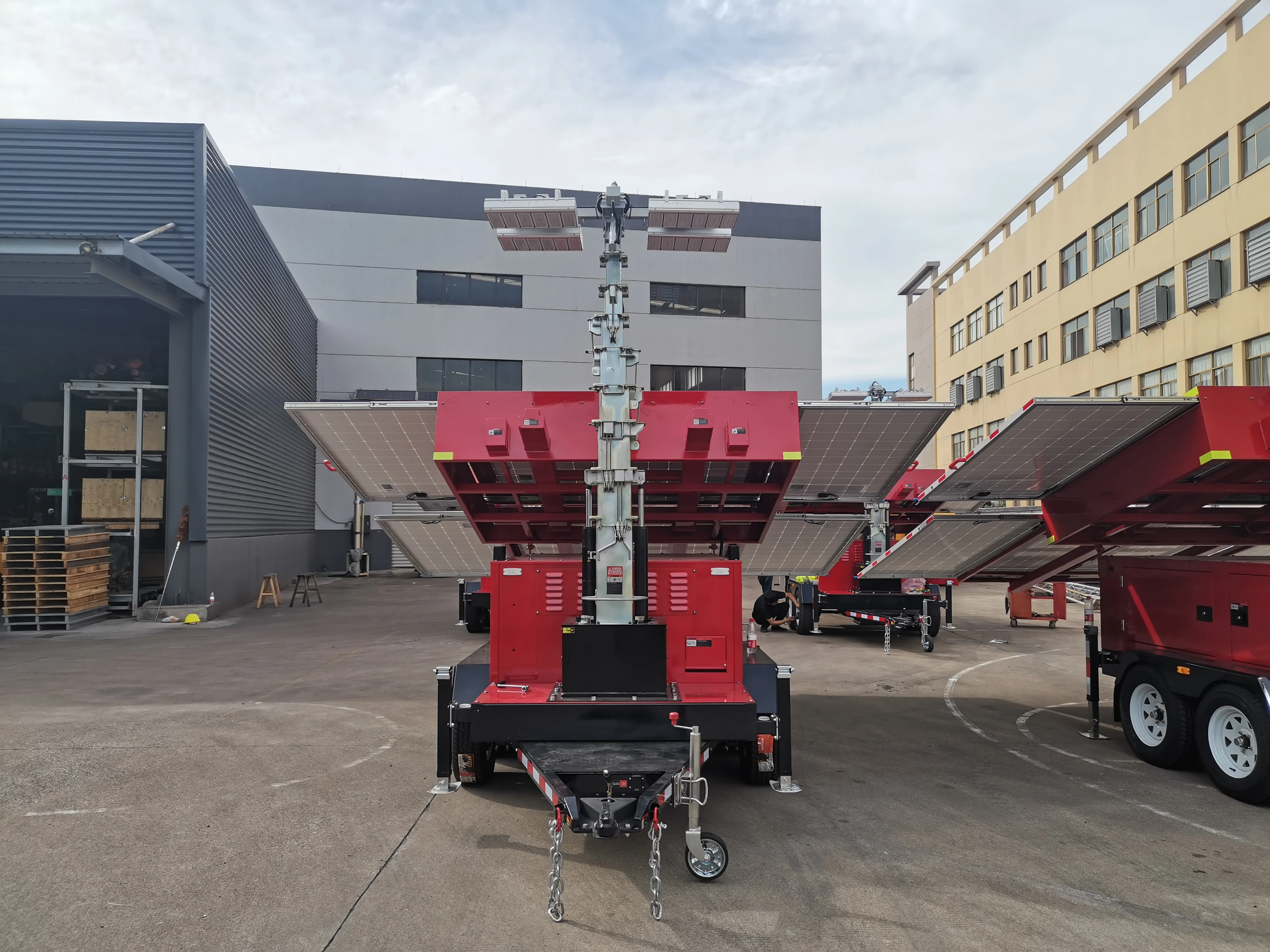 BIGLUX Construction site Solar powered mobile trailer vehicle mounted light tower for stadium  1500W solar light tower