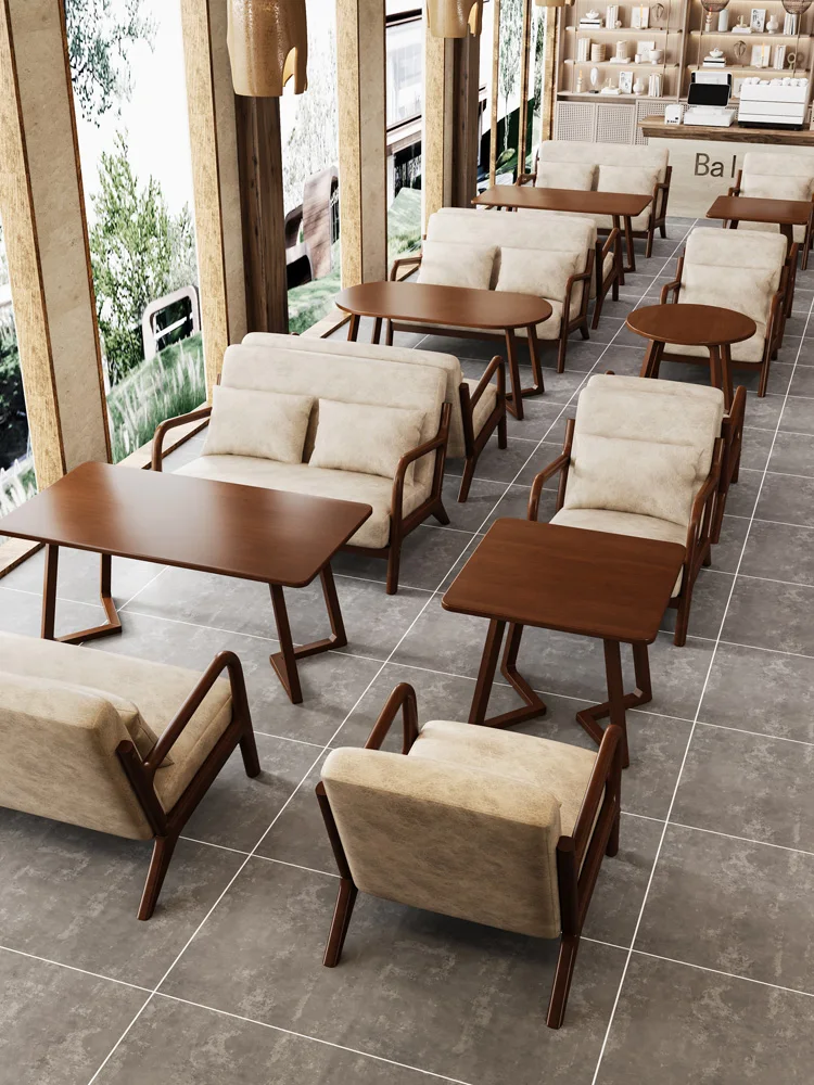 Leisure Hotel New Design Light Luxury Restaurant Coffee Shop Table and Chairs Sets Round Cafe Furniture