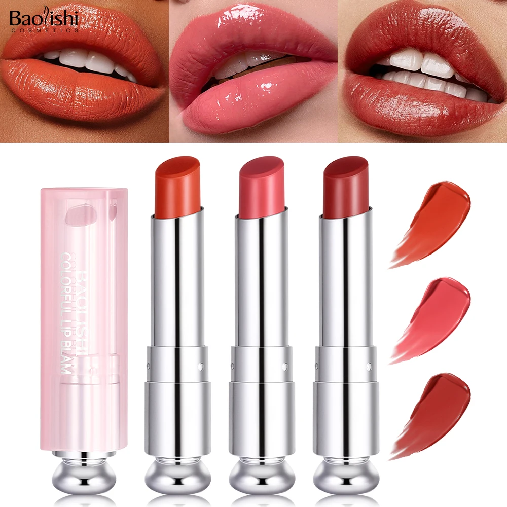 BAOLISHI New Pink Tube Lipstick Colored Moisturizing Lip Balm Lipstick Moisturizing Anti-drying Lip Balm Customized LOGO