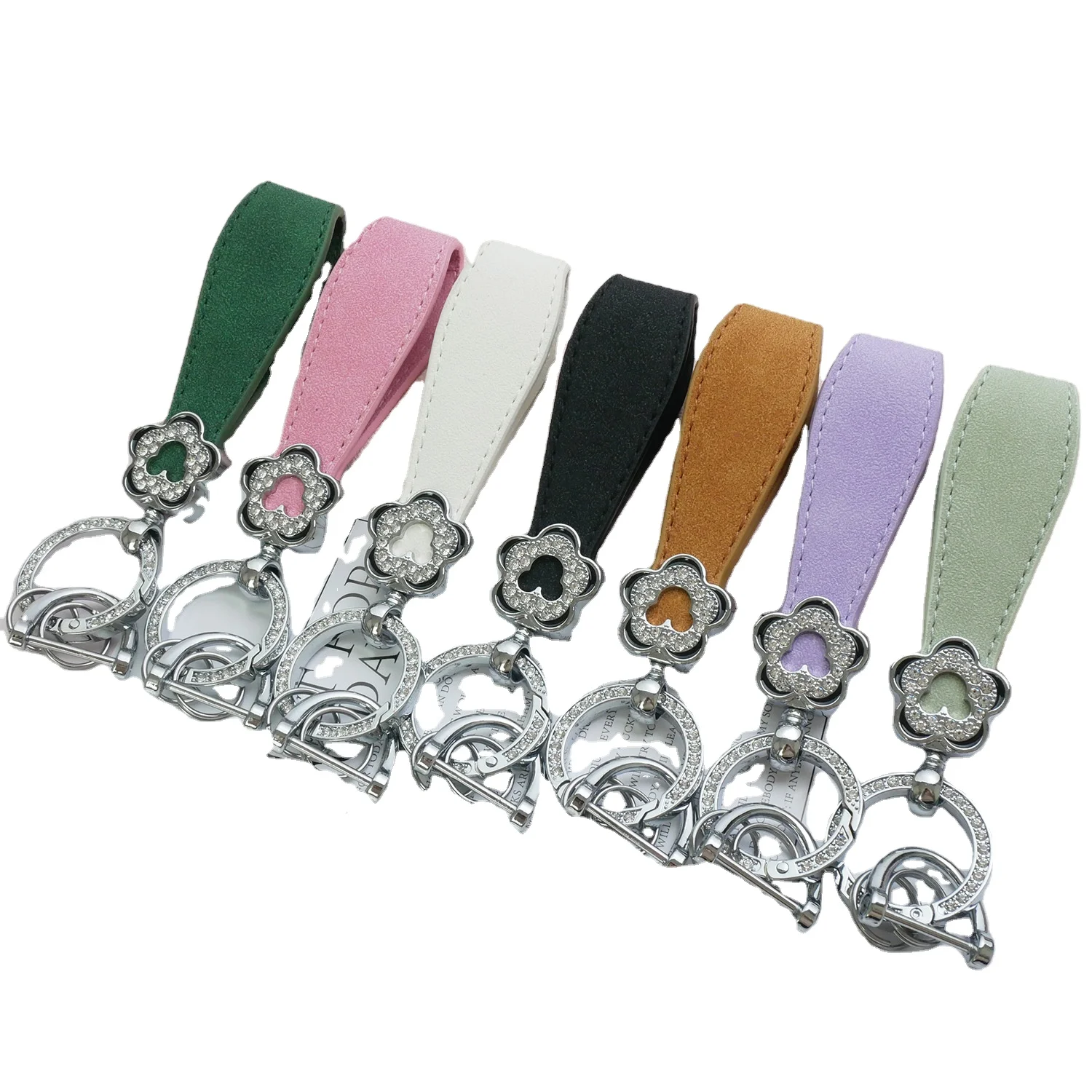 Новый Роскошный брелок из искусственной кожи многоцветный инкрустированный бриллиантами цветок блестящий для ключей женская сумка мужская черная Пряжка автомобиля