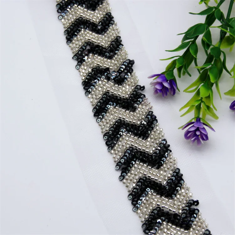 3d Handmade Beaded Lace Applique Embroidery Tulle Sequin Bead Lace Trimming For Wedding Dress Home textiles, Handicrafts