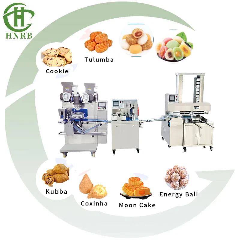 High Productivity Kubba Mochi Fig Pie Roll Encrusting Machine Automatic Cookie and Filling Production Line for Baking Equipment
