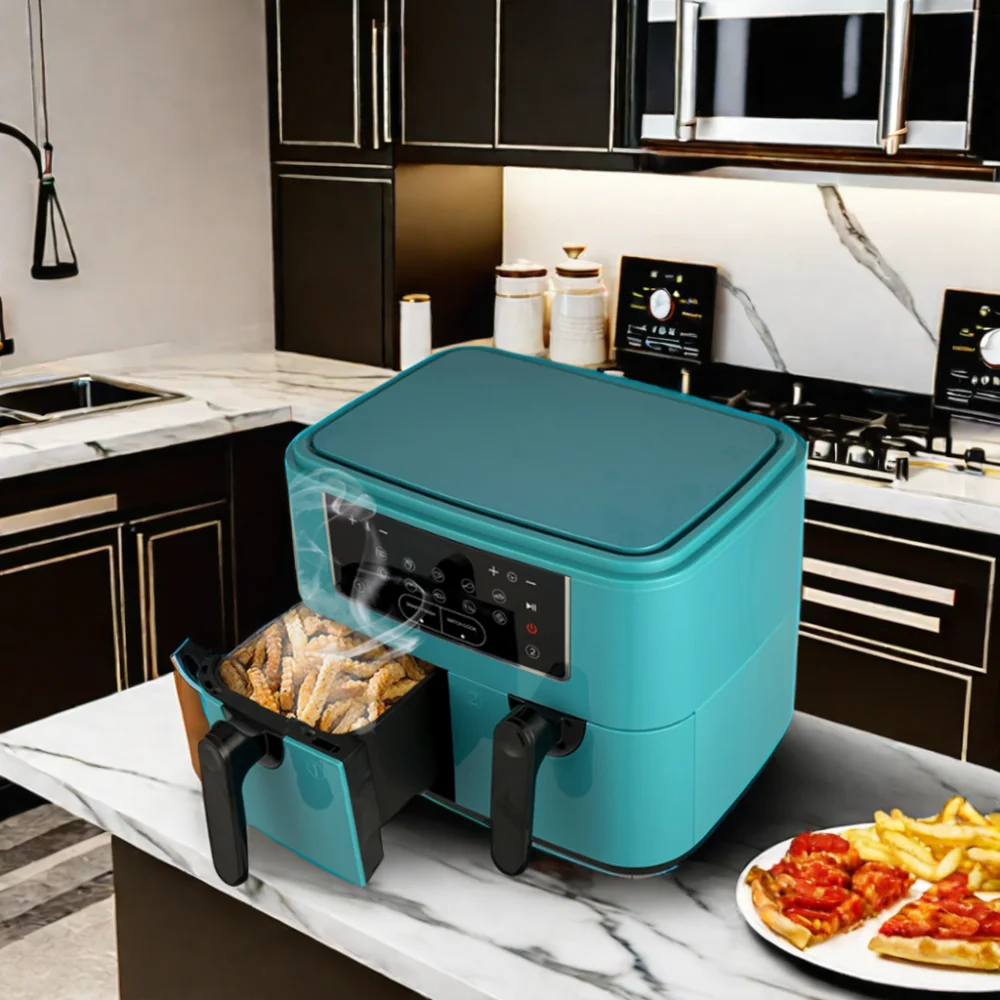 Ukninja Wholesale Dual Air Fryer Freidora De Aire Digital Oven Air Fryer Lcd Display Electric Smart Dual Basket 6l 8l 9l OEM