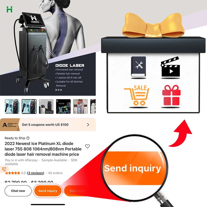 HUAMEI stationary 808nm diode hair removal laser Permanent hair removal machine laser diode hear remover