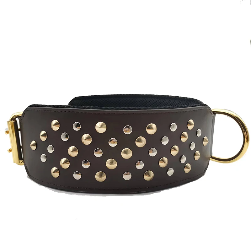 2 Inch Luxury Custom Studded Spikes PU Leather Rivet Soft Pad Dog Collars for Big Large Dogs