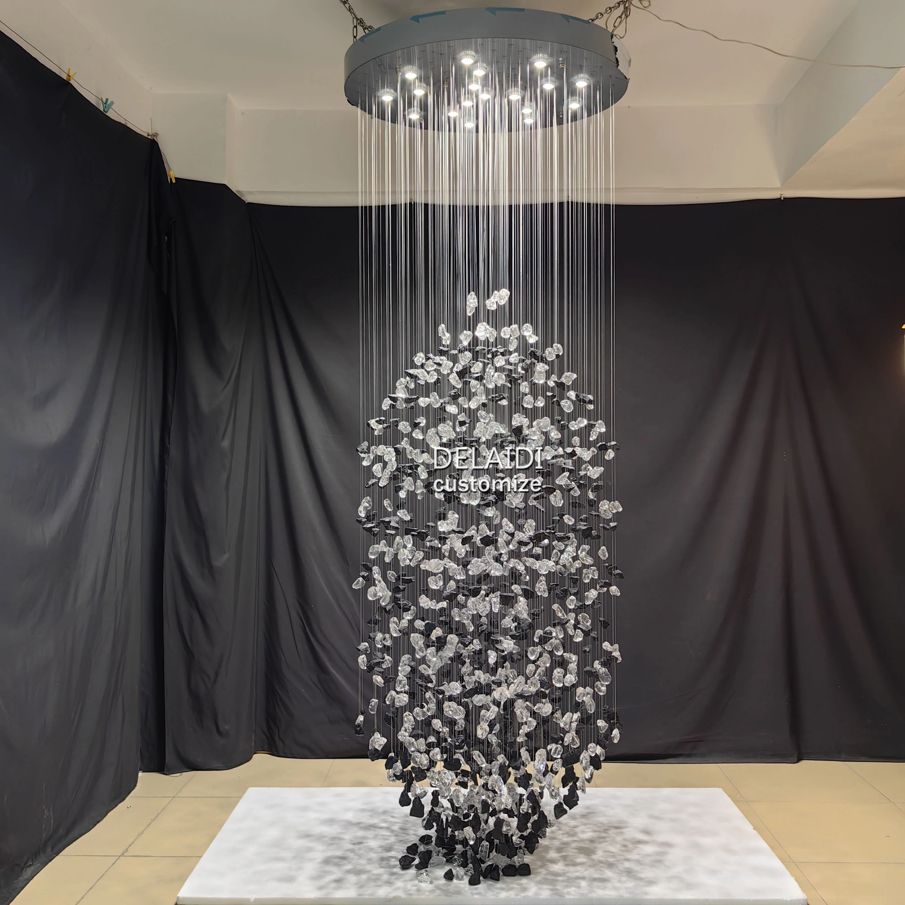 Hotel lobby chandelier staircase lamps living room pendant lighting decoration stone glass pendant lights fixture