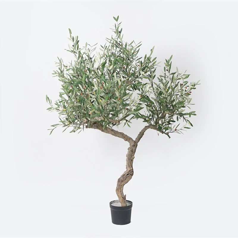 190cm Height Nearly Natural Artificial Fabric Leaves Olive Tree with Natural Trunks