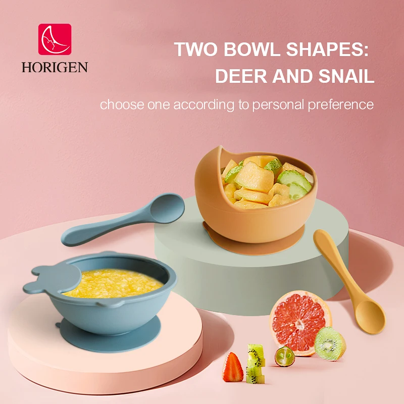 factory OEM custom supplies food grade silicone baby bowl spoon sets bpa free kids silicone tableware