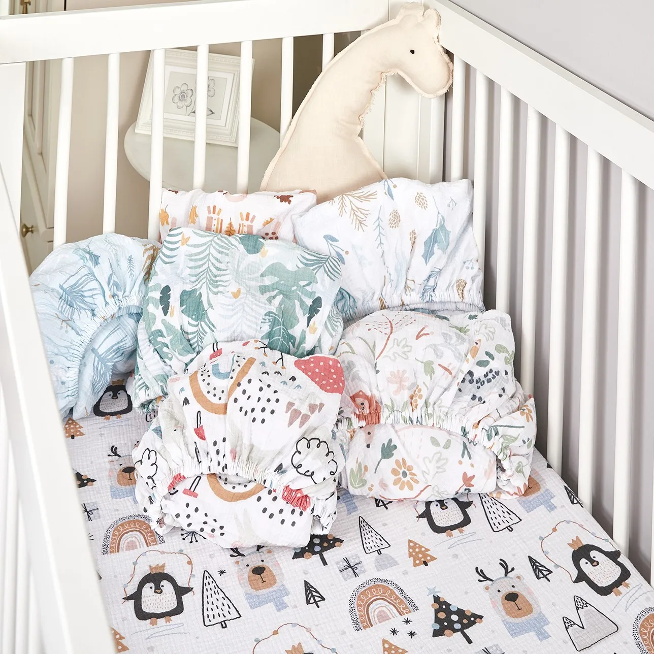 100% Cotton Muslin Extra Soft Baby Sheet Standard Baby Crib Toddler Mattress Fitted Crib Sheet