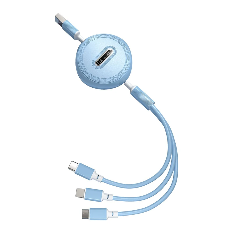 OEM Logo Multi Charging Cable 2.4A Fast Charging Retractable Phone Charger 3 In 1 USB Charging Cable