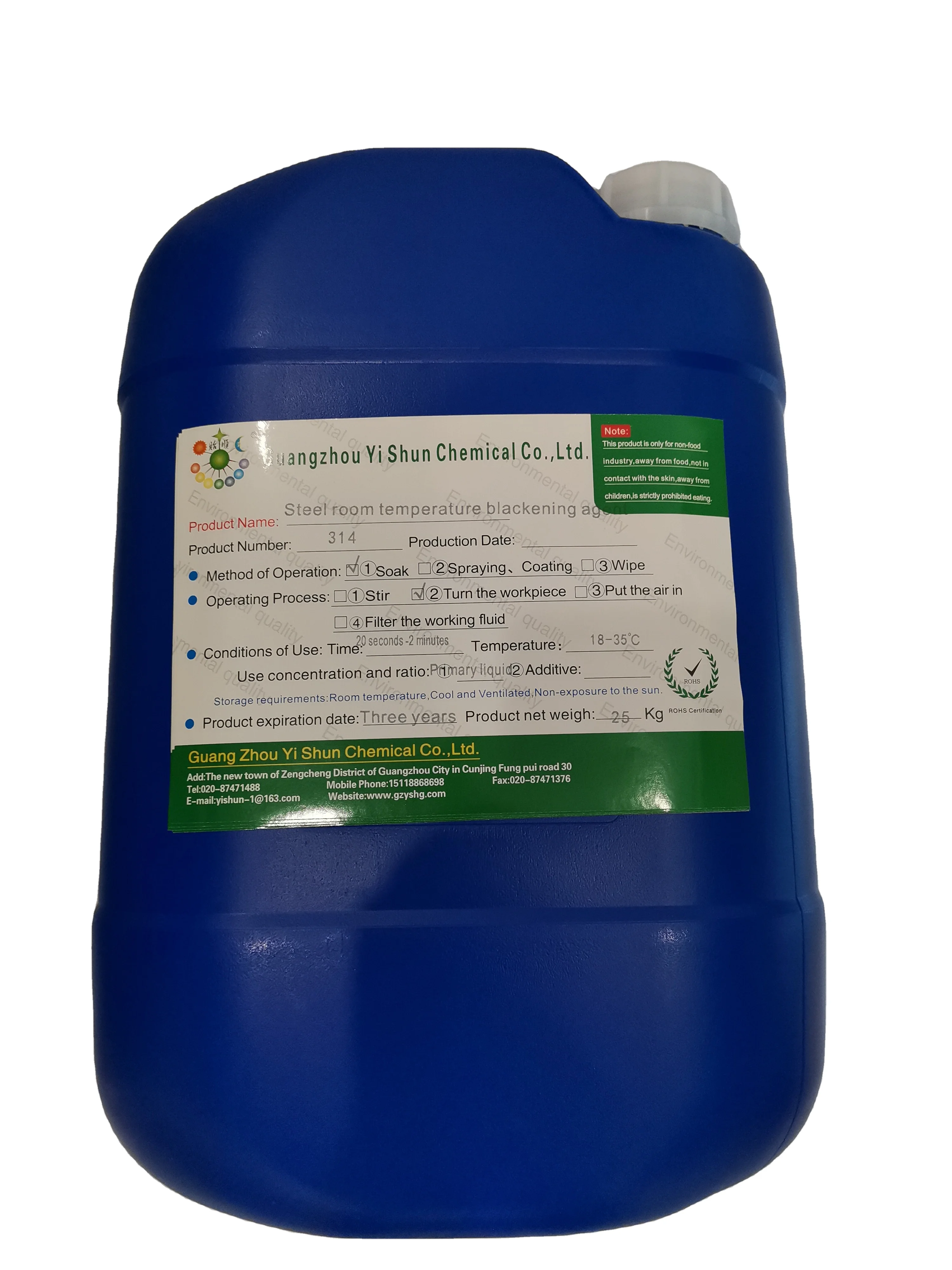 Environmental protection blackening agent for steel at room temperature