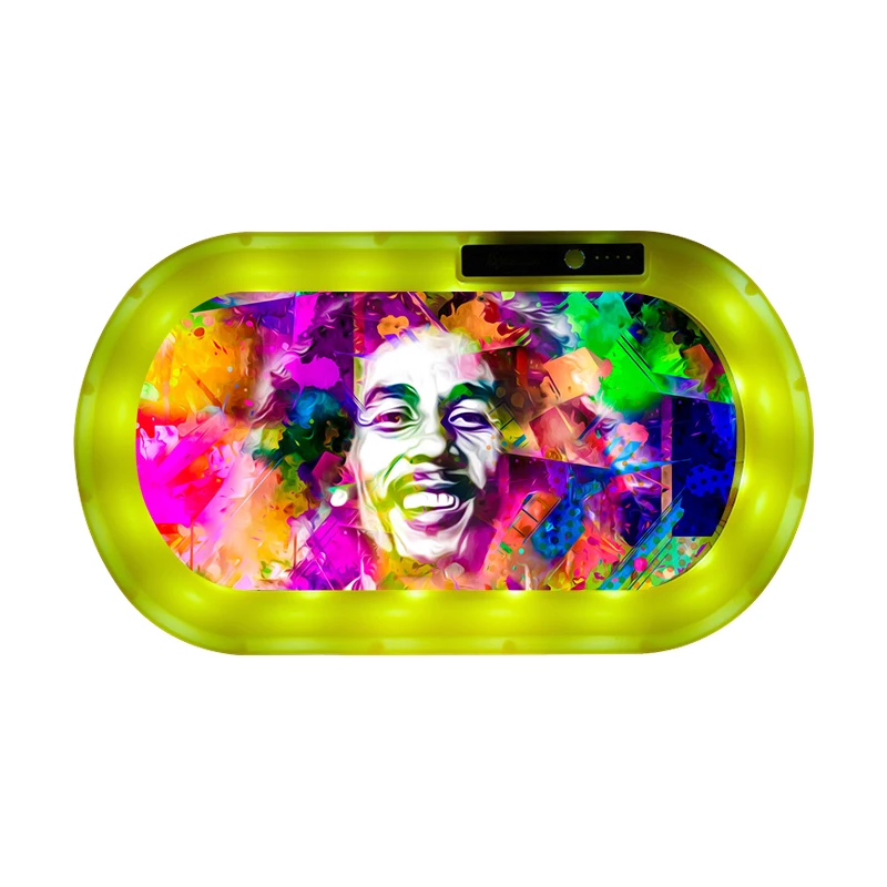 2021 Promotional music play LED lighting tobacco servicing rolling tray weed custom logo herb trays for smoking