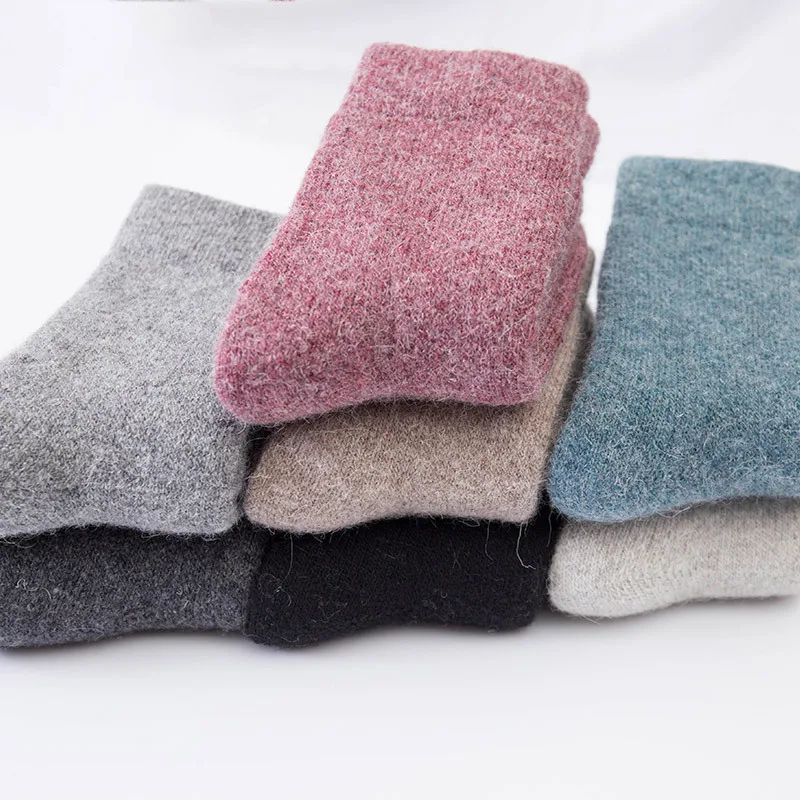 2023 new winter hot selling thickened terry color solid color wool socks
