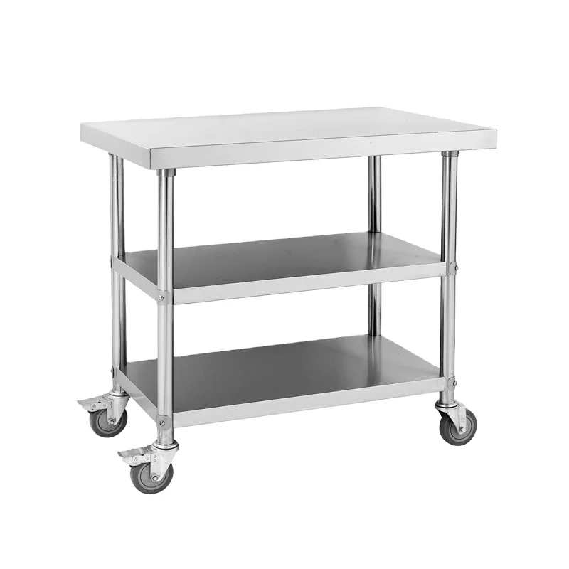 Kitchen Mobile stainless steel work table 3 Layers with Wheels easy to move