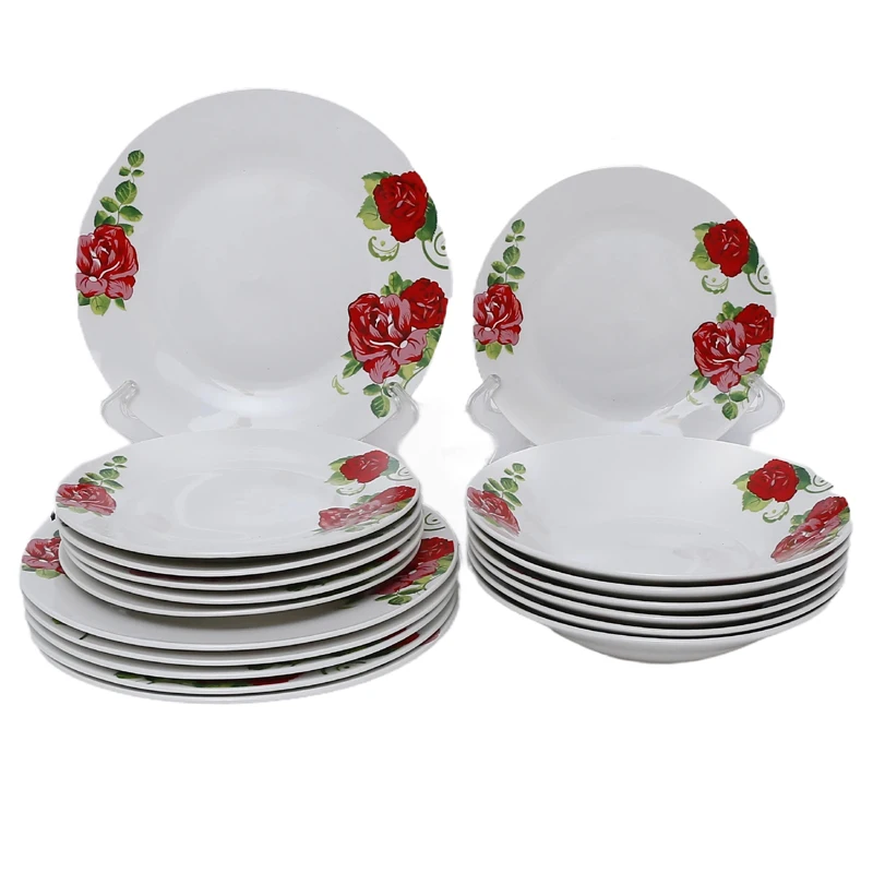 18 Pieces Porcelain Dinnerware Set Ceramic Fine Porcelain Square Dinner Set With Dishes Plates