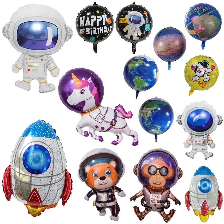 Wholesale Space 18 Inch Round Rocket 4D Earth Ufo Universe Science Decoration Party Balloons