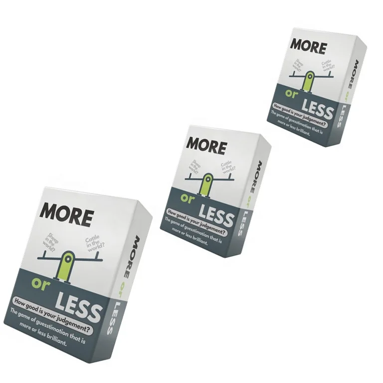 More or Less Card Game Paper-Based 2+ Player Game for Adults & Kids for Family Parties and Enhancing Judgement Skills