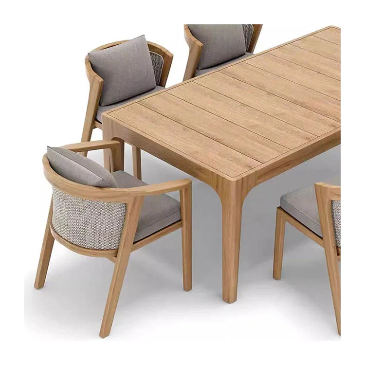 High-end garden wooden tables and chairs outdoor wicker dining chairs dining room furniture