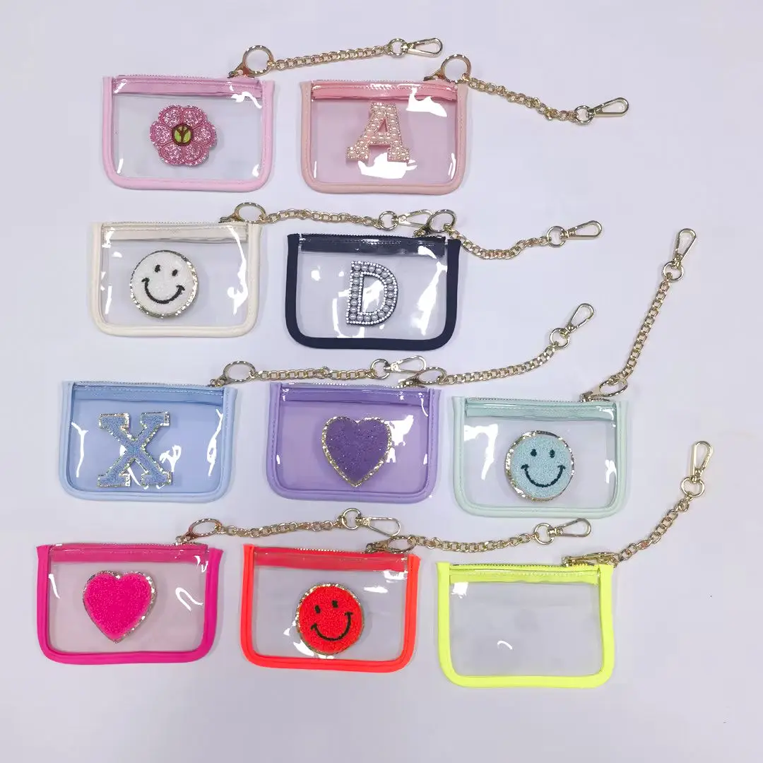 Cute Simple Candy Color Pvc Transparent Halloween Clear Purse Creative Keychain Coin Purse Key Bags Small Clutch Bag Kid Purse