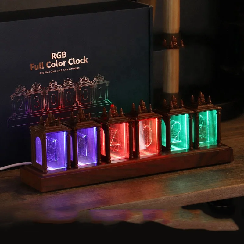 Customize your message with LED nightlight Pseudo glow tube digital output antique Table Clock