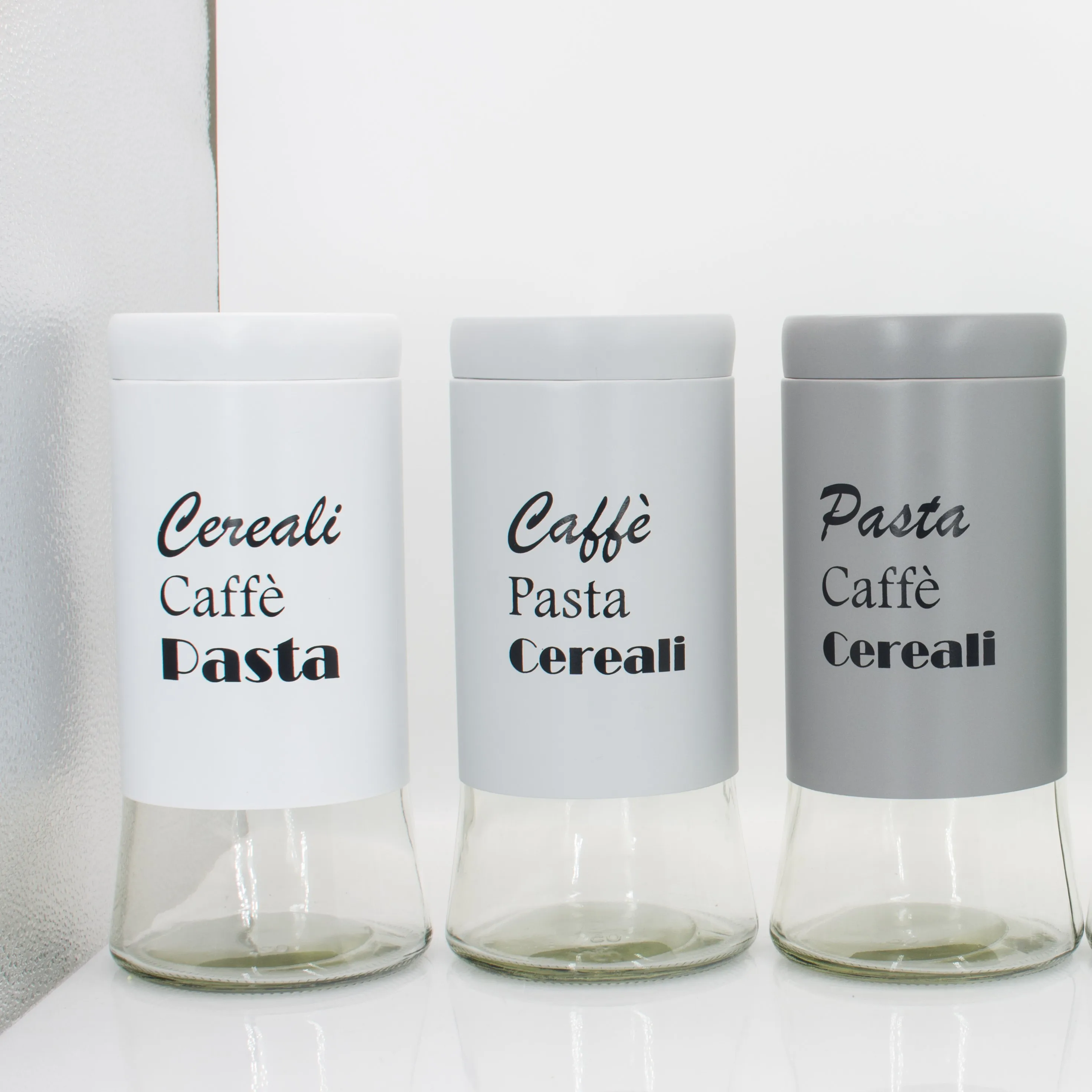 Wide Mouth Glass Jar Airtight Food Storage Container Coffee Tea  Sugar Stainless Steel Coated Jars Set