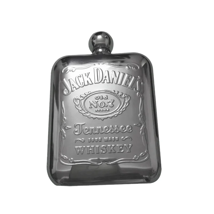 High Quality 6oz Embossed Alcohol Flask with Round lid