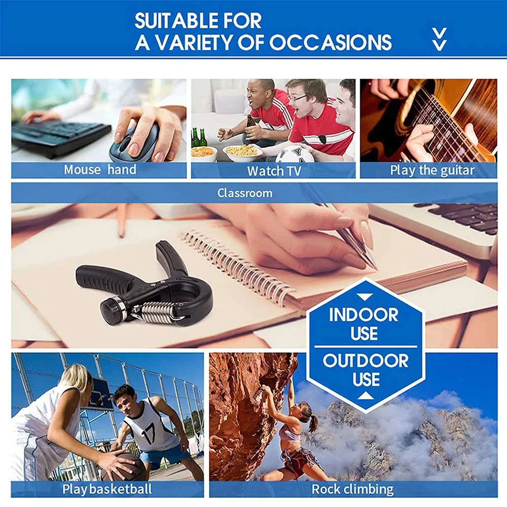 Hand Gripper Set Strength Trainer Finger Strengthen Trainer Workout Kit 5 Packs Adjustable Resistance Hand Grip Strengthener