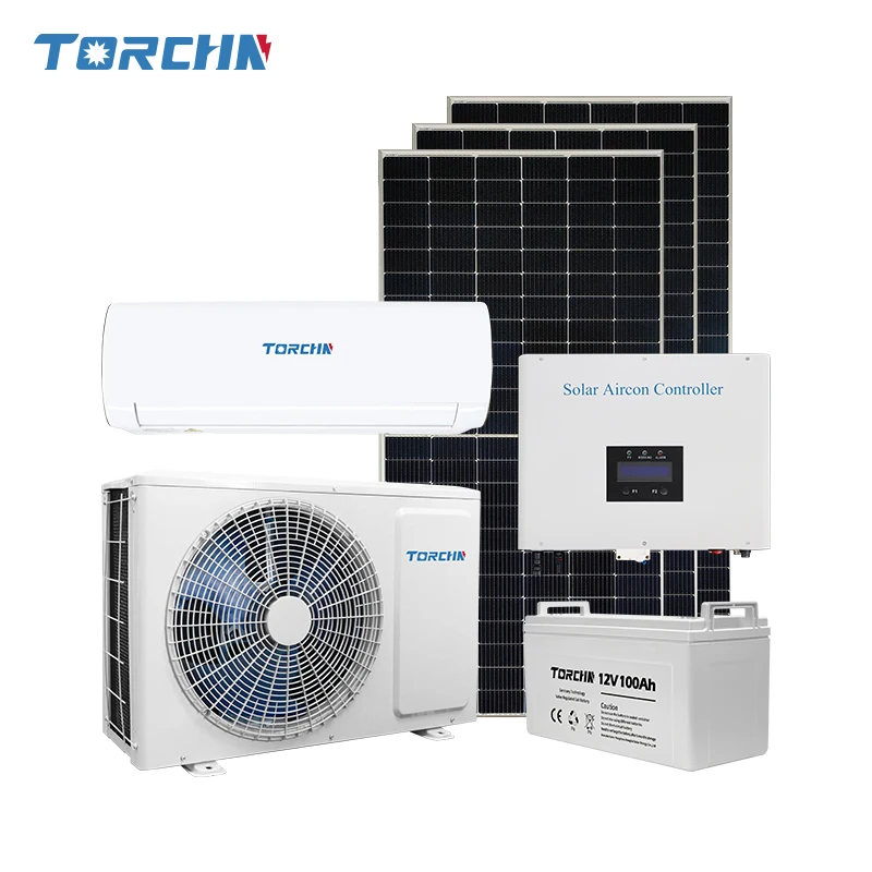 12000 18000 24000 BTU AC Solar Powered Deye Air Conditioner DC Off Grid Solar Air Conditioner Hybrid Mini Split Power Saving