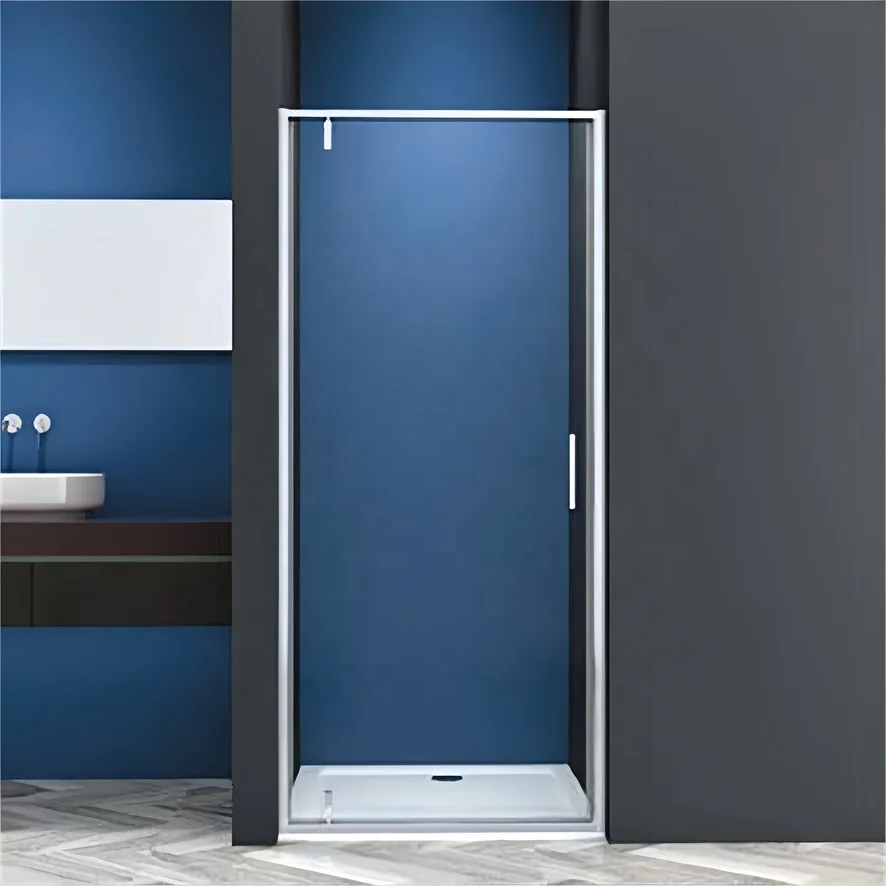 Oumeiga modern shower enclosures 80x80 shower in corner of bathroom with pivot door