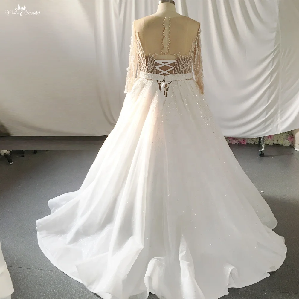 RSW1833 кружевное свадебное платье с длинным рукавом Роскошные свадебные платья большого размера