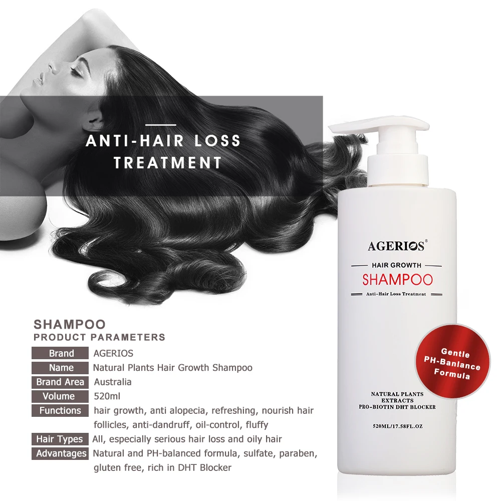 Hair Thinning Therapy Agerios Hair Growth Shampoo and Conditioner for Making Hair Thicker & Fluffy