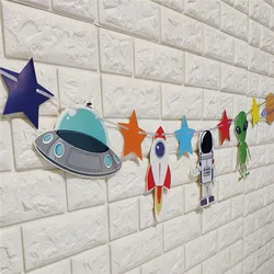University  Space Party Supplies, Boy Happy Birthday Balloons with Happy Birthday Banner Rocket Astronaut Moon garland