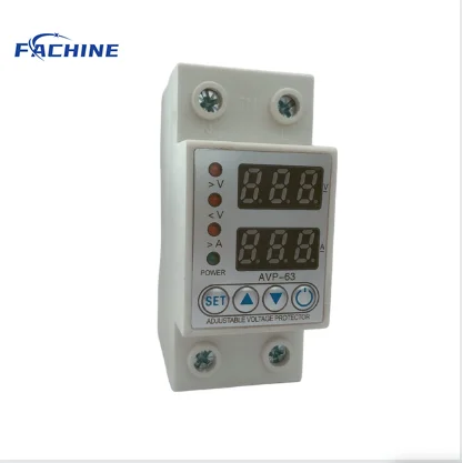 Display din rail adjustable over voltage and under voltage protection digital over current protector 63A 230V digital electric