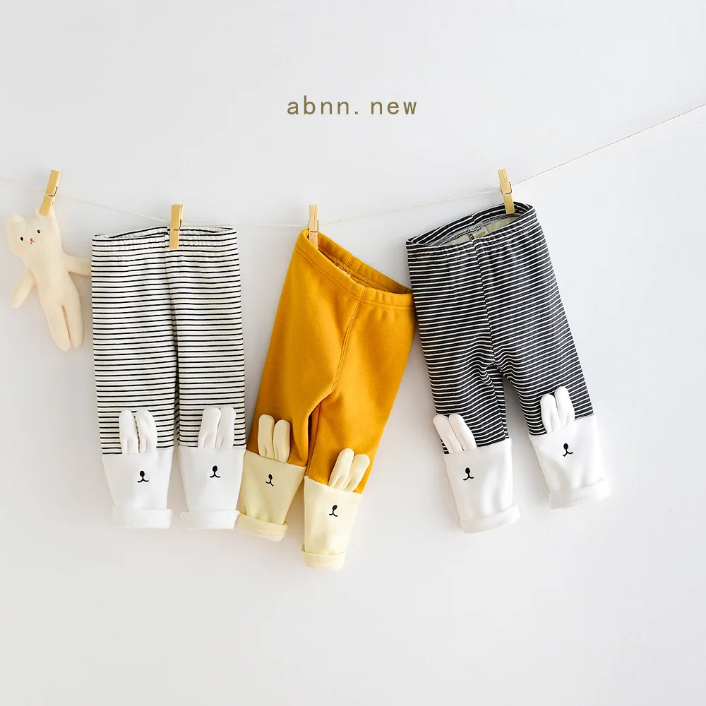 
Bulk Cartoon Animal Bunny Applique Stripe Plain Shiny School Pants Cute Baby Leggings For Toddler Kids Girls 