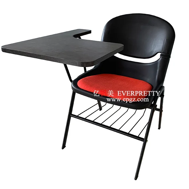 School training chairs with writing board, study chairs with tables attached