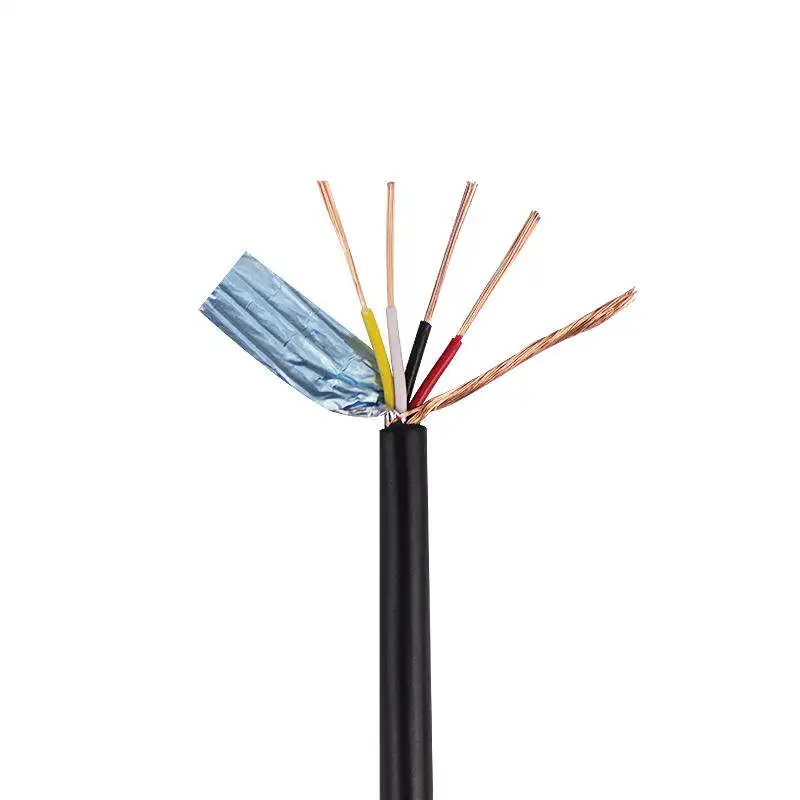 AWM 2464 4 Core 24awg Electric Wires And Cables PVC Flexible Insulated tinned copper double Shielded Sheathed Cable Roll
