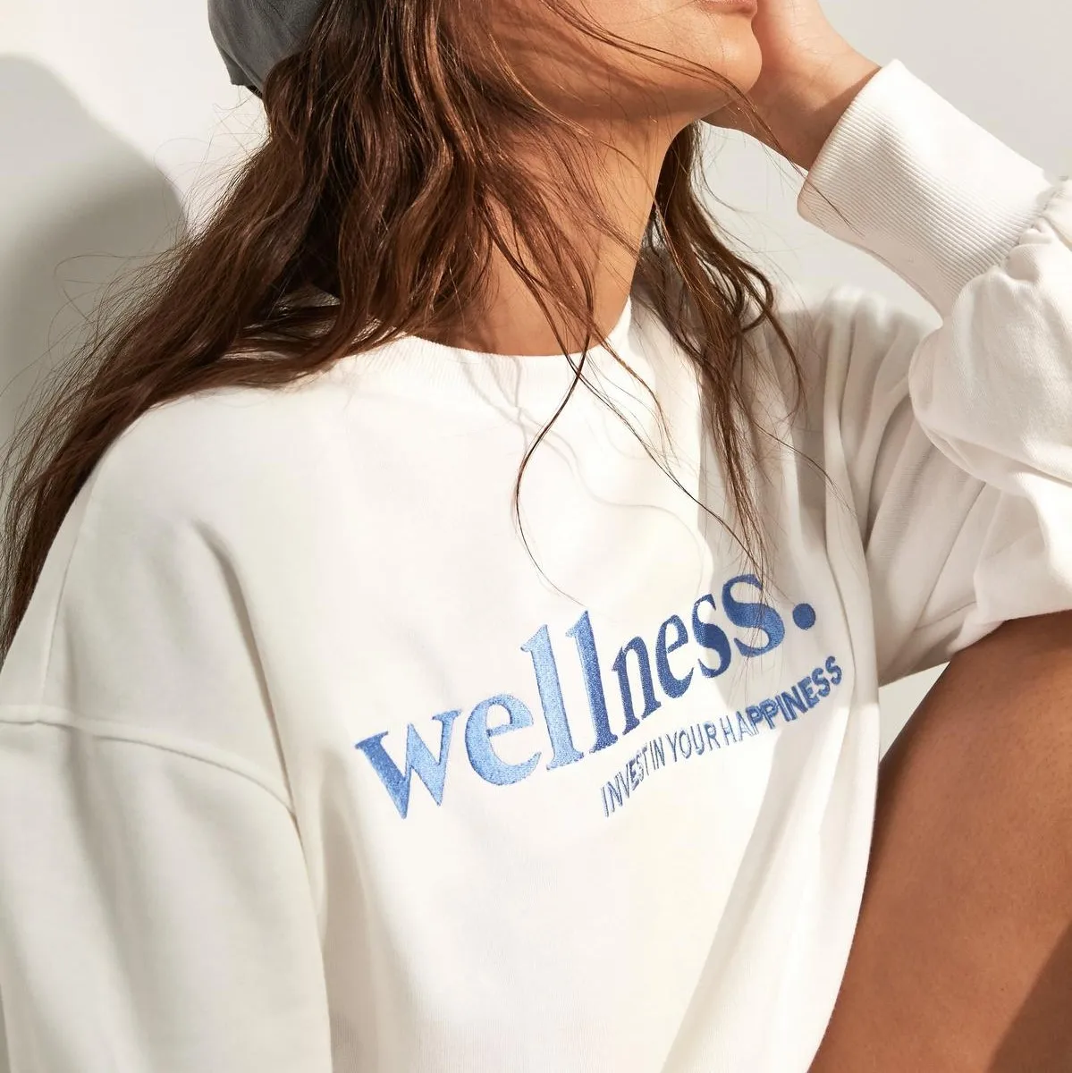  Manufacture Crew Neck Sweater Vintage Pullover Cotton Fleece Oversize Sweatshirt Custom Logo Embroidery Women white