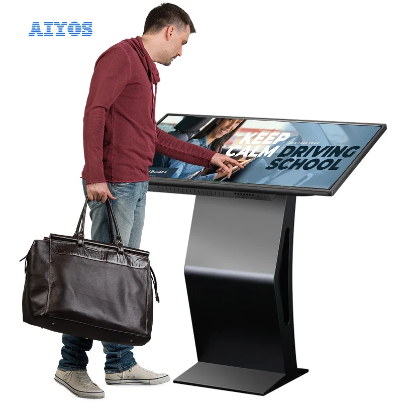 Shopping mall 32/43/49/55/65 inch All in one self service information digital touch screen kiosk with K base for supermarket