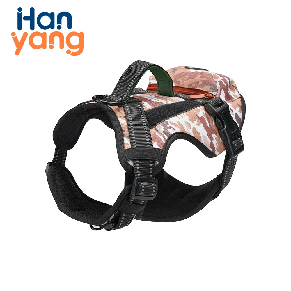 Hanyang OEM Custom Tactical Adjustable Large Medium Pet Tactical Harness Vest Durable Dog Hunting Coat Dog Harness With Handle