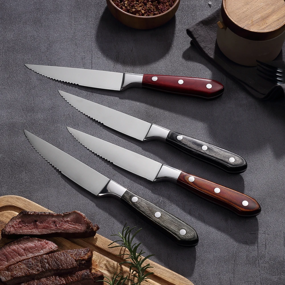 Набор ножей для стейка из нержавеющей стали Garwin 5 дюймов 6 видов цветов с ручкой Pakkawood кухонные столовые ножи