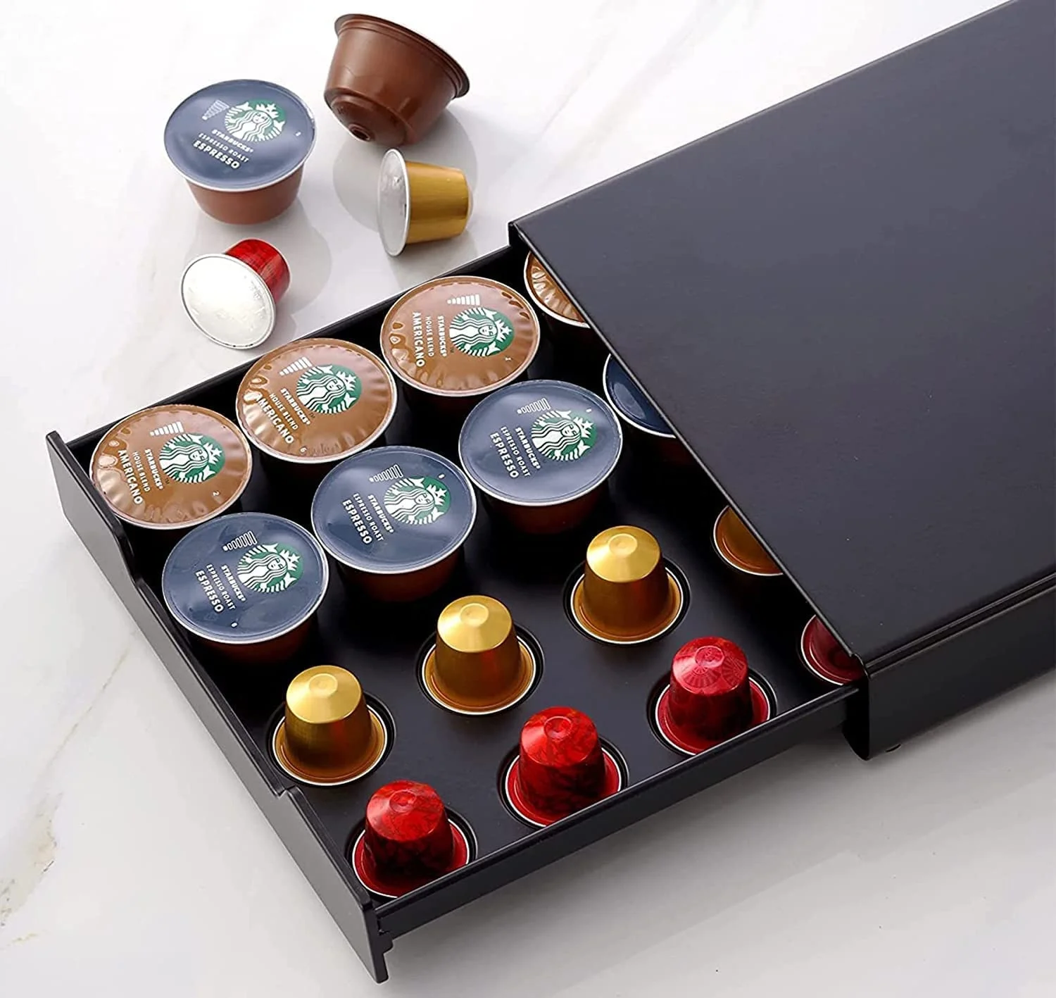 Wholesale Supply Home Black Metal Plate Dolce Gusto Coffee Capsule Drawer