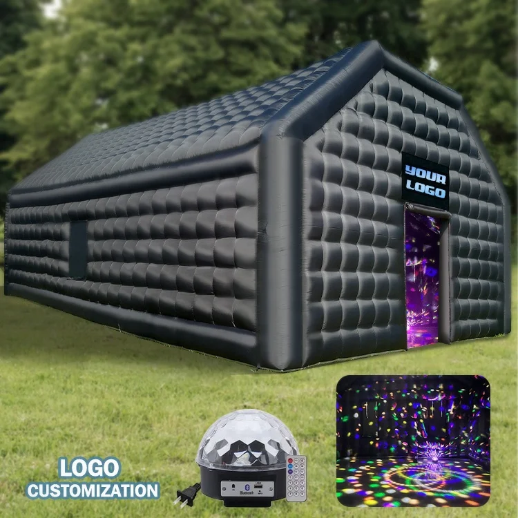 OZIS Black Giant Inflatable Night Club Large Blowup Tent Inflatable Bar Pub With Disco Lights