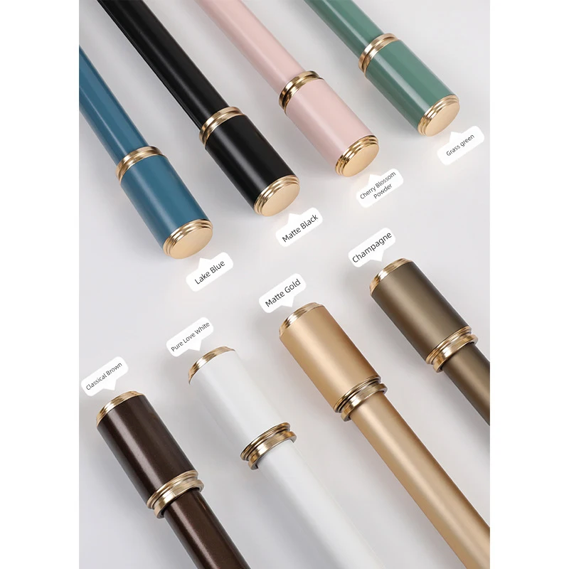 2023 double supports extendable black iron metal curtain rod poles for windows