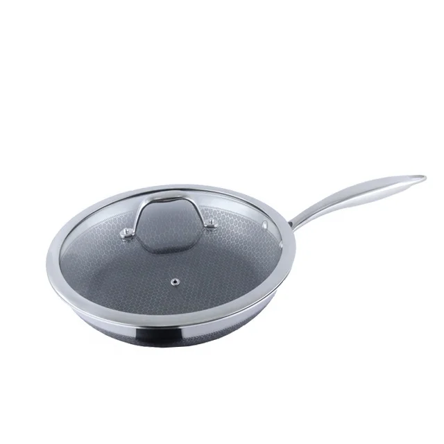 Factory Wholesale Stainless Steel Double Sides Etched Fry Pan with