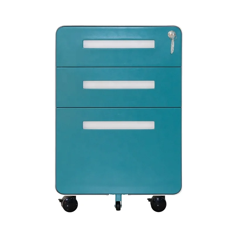 High Quality Modern Design Metal Mobile Pedestal File Cabinet with Wheels 3 Drawers for Home Office or School