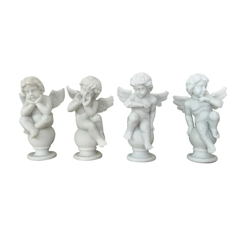 White Marble Stone Little Angel Baby Child Sculpture European Carving Villa Arrangement Garden Landscape Figure Statue Decorate