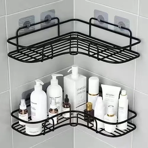 Hot sale Iron Metal Corner Bathroom Organizer Shelves Rack 4 Pack with soap for Wall Mounted No Drilling Shower Caddy Storage