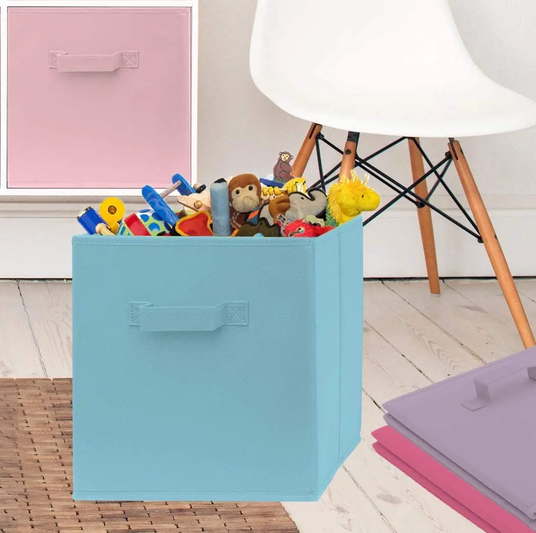 13x13x13 Inch Storage Cubes non woven box Storage Bins Dual Handles Foldable Cube Baskets for Home