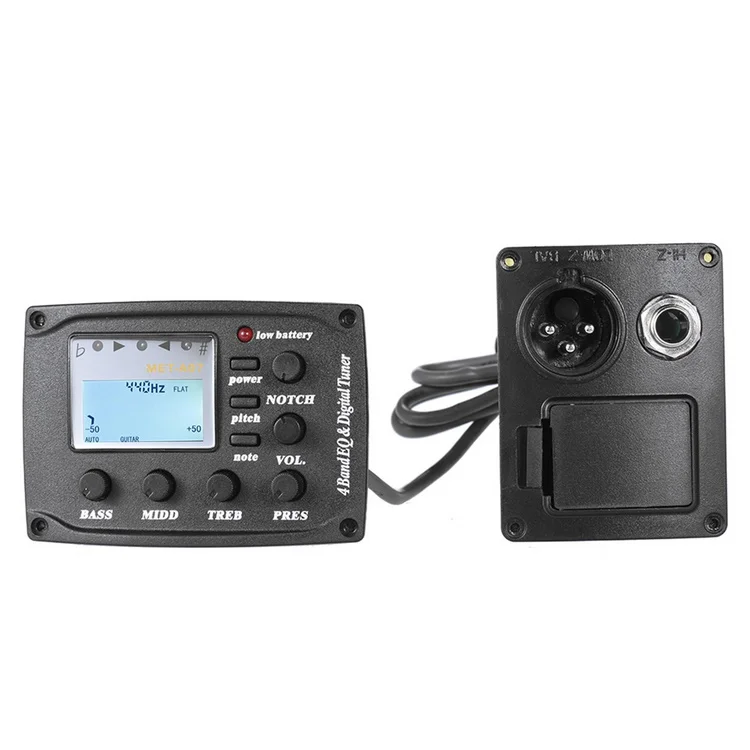 Acoustic Guitar 4-Band EQ Equalizer Tone and Volume Amplifier Preamp Piezo Pickup 6.35mm XLR with Pitch Note Notch Function